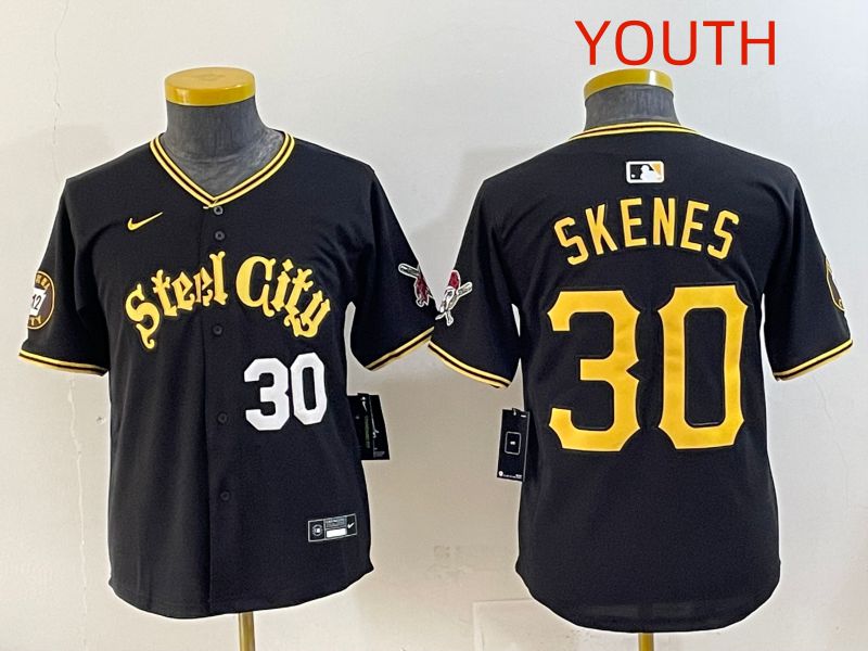 Youth 2025 Pittsburgh Pirates #30 Skenes Black Game Nike MLB Jersey style 7157